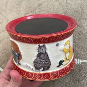 Vintage Candle Warmer Plate Cats